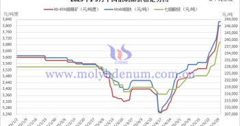 2025年1-5月中國鉬製品價格走勢