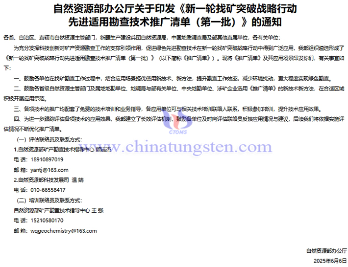 自然資源部辦公廳印發(fā)《新一輪找礦突破戰(zhàn)略行動(dòng)先進(jìn)適用勘查技術(shù)推廣清單（第一批）》